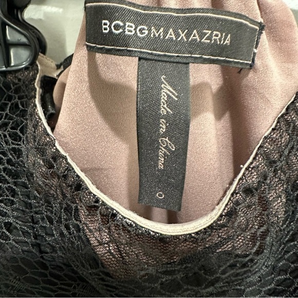 BCBG MaxAzria Ruffle Lace Marcelle Dress Strapless Black - Picture 6 of 9